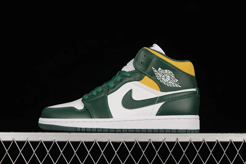 All categories Air Jordan Jordan series basketball shoes Air Jordan 1 Mid Air Jordan 1 Mid "Green Yellow" AJ1 Joe 1 white green yellow Seattle Supersonics 554724-371